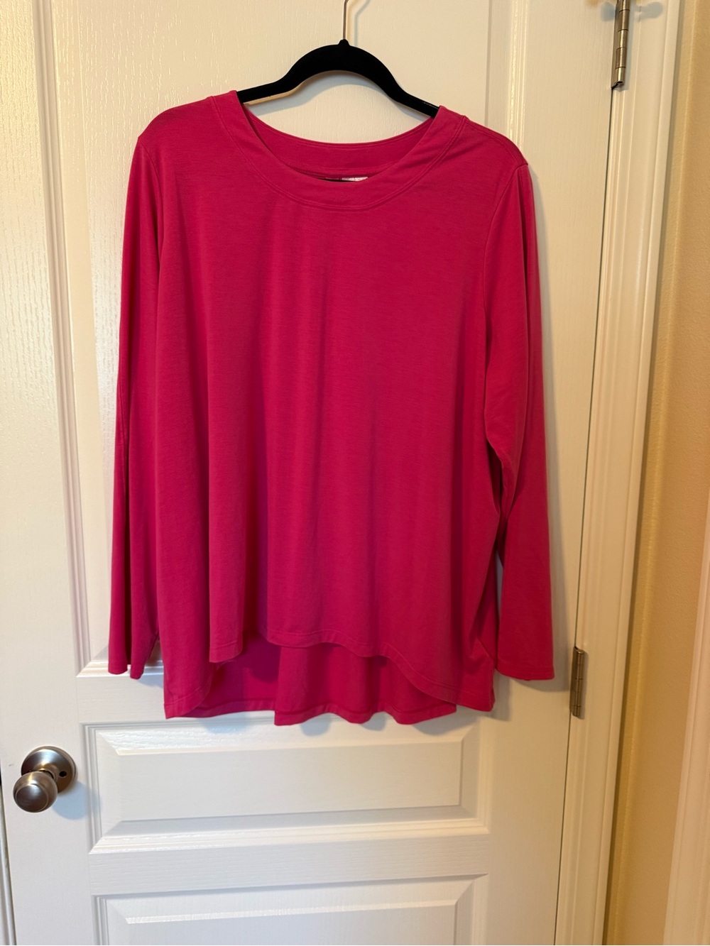 Athleta Long-Sleeve Crewneck Top in Bright Fuchsia